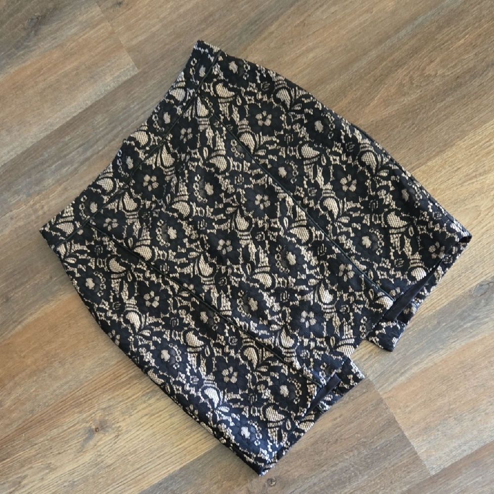 Express Black and Cream Lace Skirt